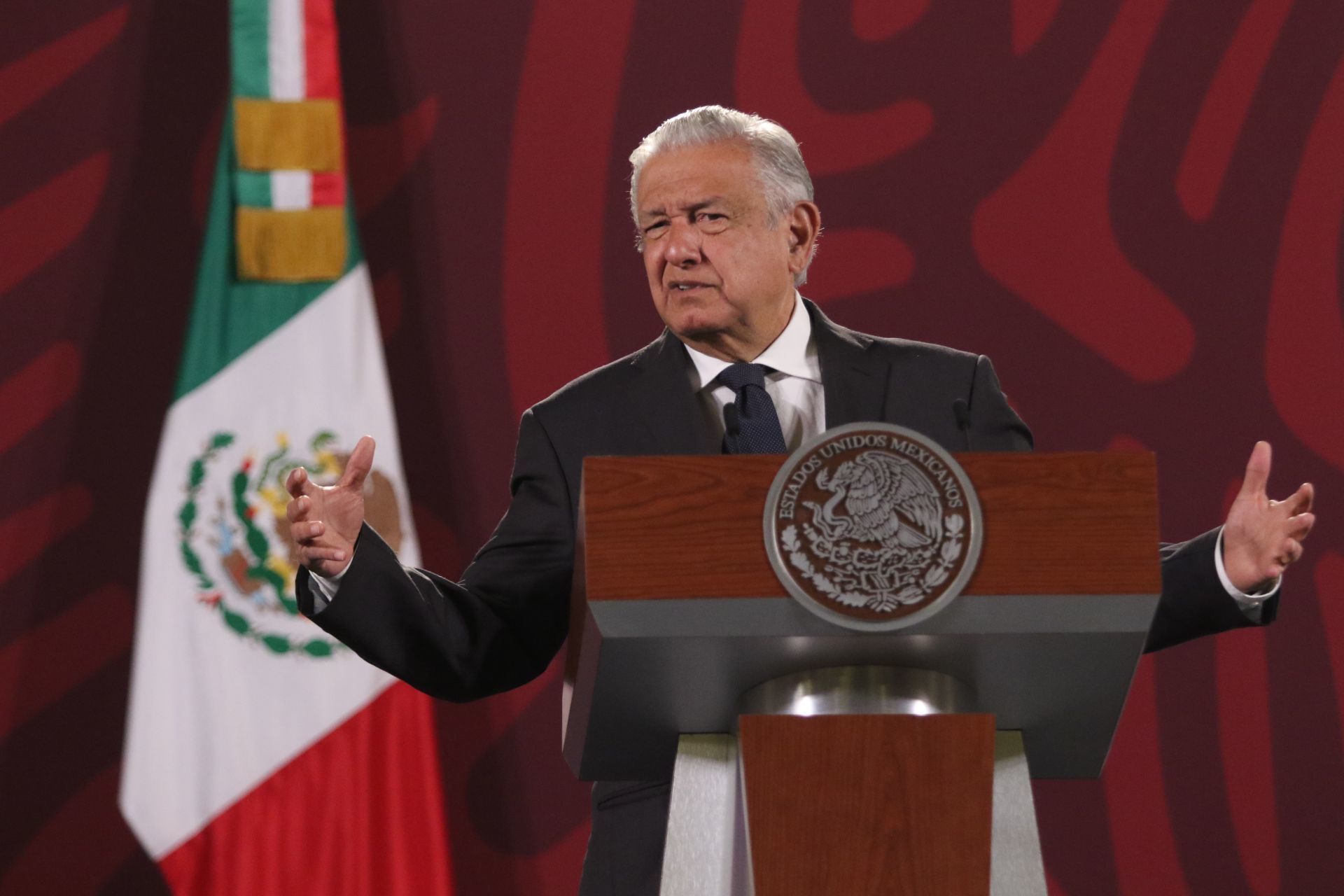 Andrés Manuel López Obrador, Presidente de México, durante la conferencia mañanera en Palacio Nacional. FOTO: MOISÉS PABLO/CUARTOSCURO.COM