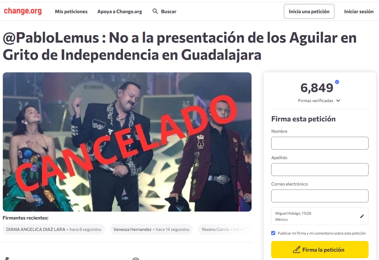 Petición firmada por miles de tapatíos busca cancelar concierto de Pepe y  Ángela Aguilar el Día de la Independencia - Infobae