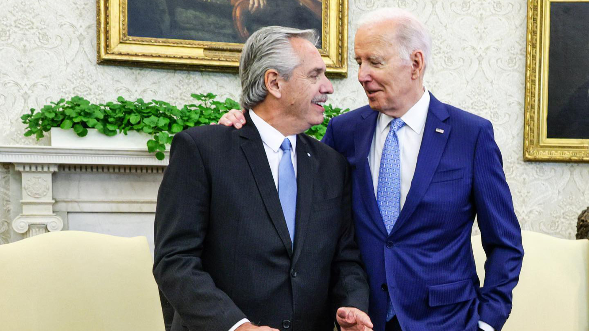 Alberto Fernández y Joseph Biden durante su encuentro en la Casa Blanca
