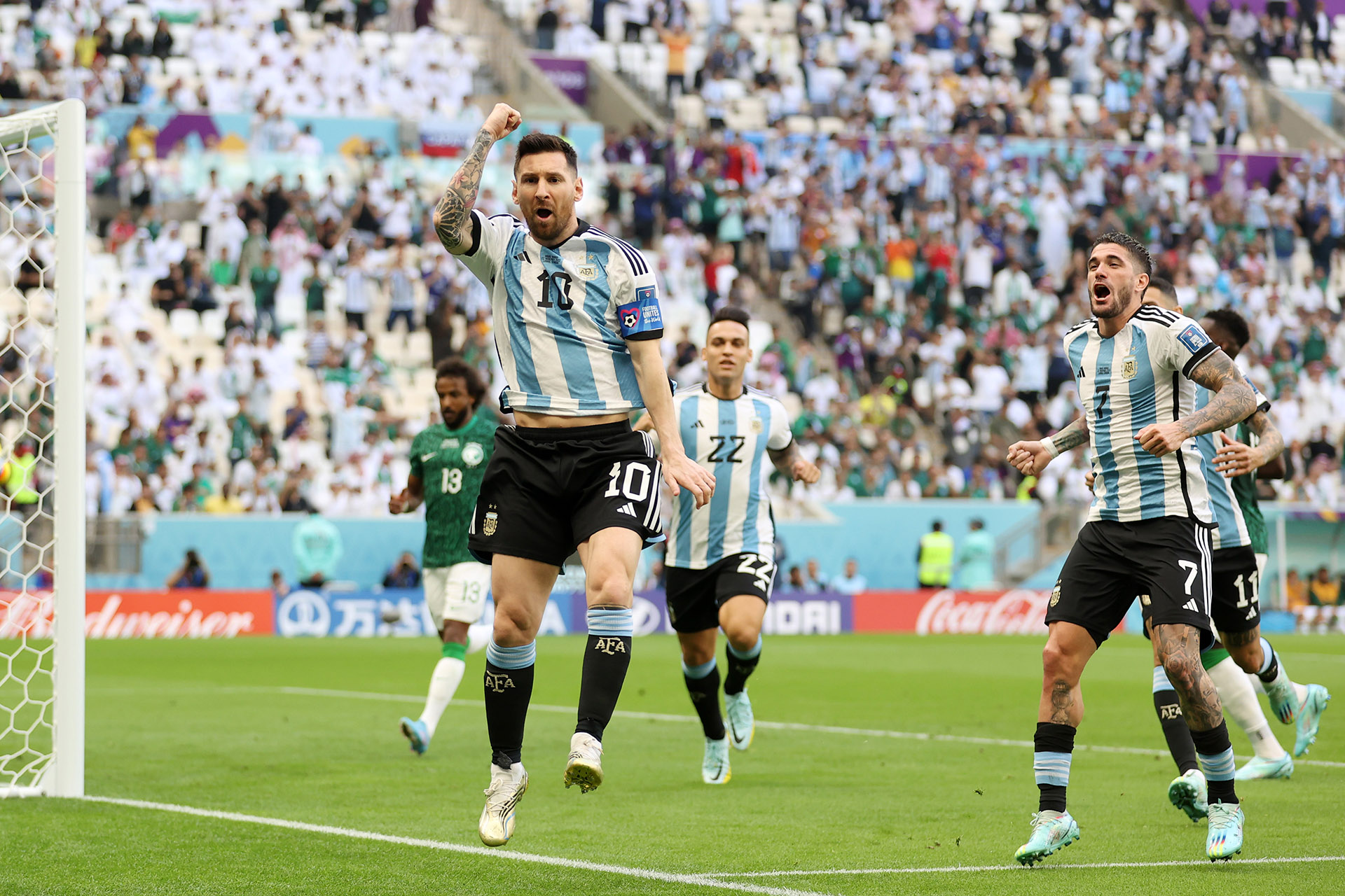 Lionel Messi marcó cinco goles en Qatar y llegó por segunda vez al último partido en un Mundial (Catherine Ivill/Getty Images)