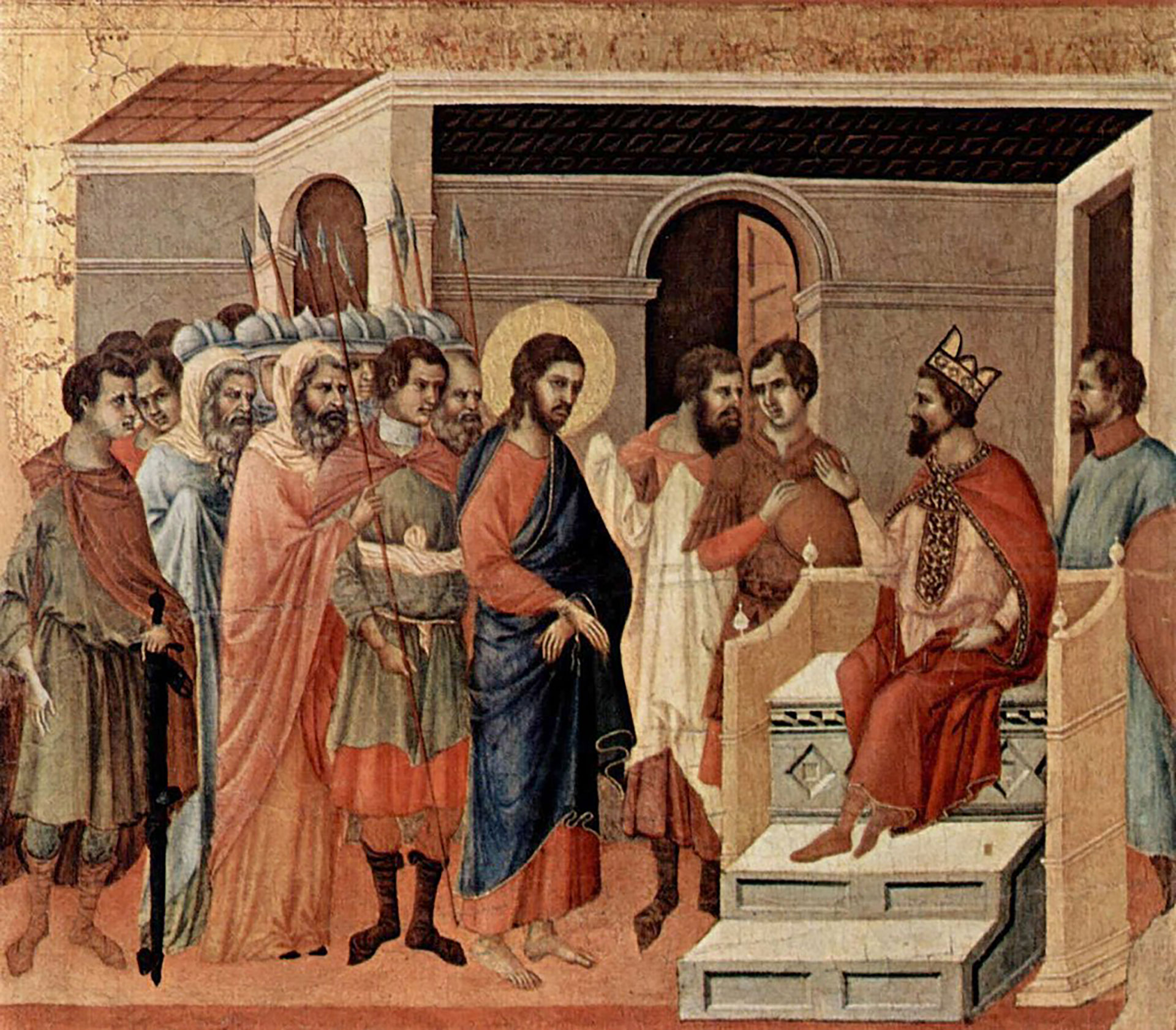 Jesús ante Herodes, obra de Duccio di Buoninsegna