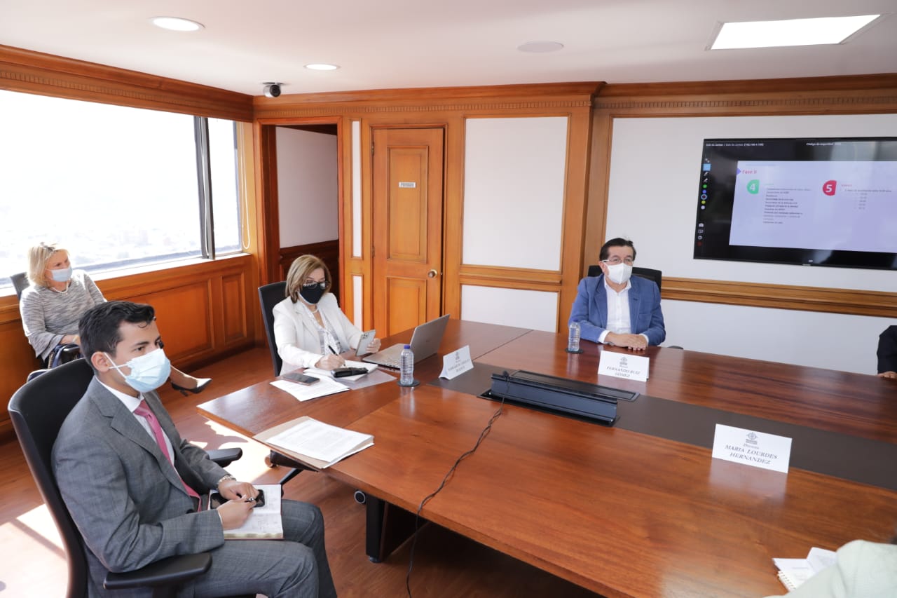 Margarita Cabello y Fernando Ruiz durante la reunión para revelar el Plan de Vacunación Nacional del covid-19. Foto: Procuraduría General de la Nación.
