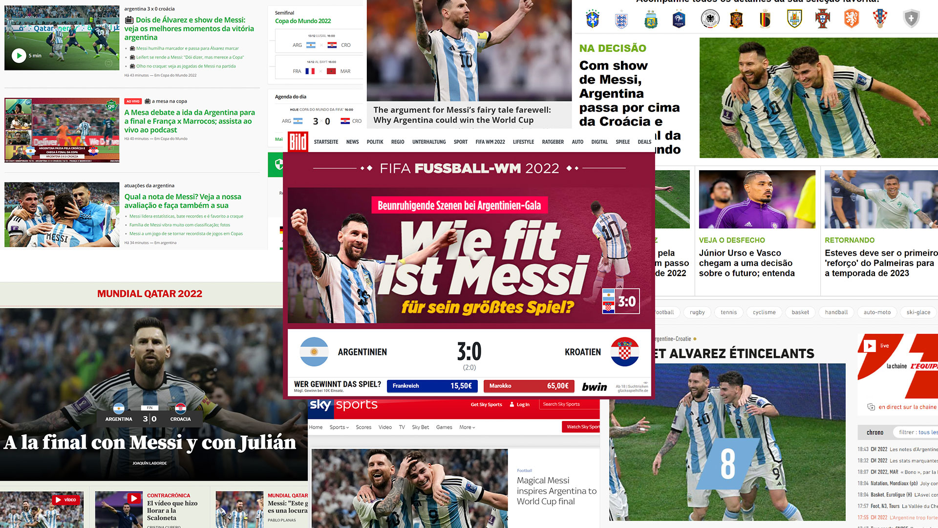 Marcha mala Buen sentimiento Desesperado Un marciano llamado Messi”: así reflejó la prensa internacional la goleada  de Argentina sobre Croacia en el Mundial de Qatar - Infobae