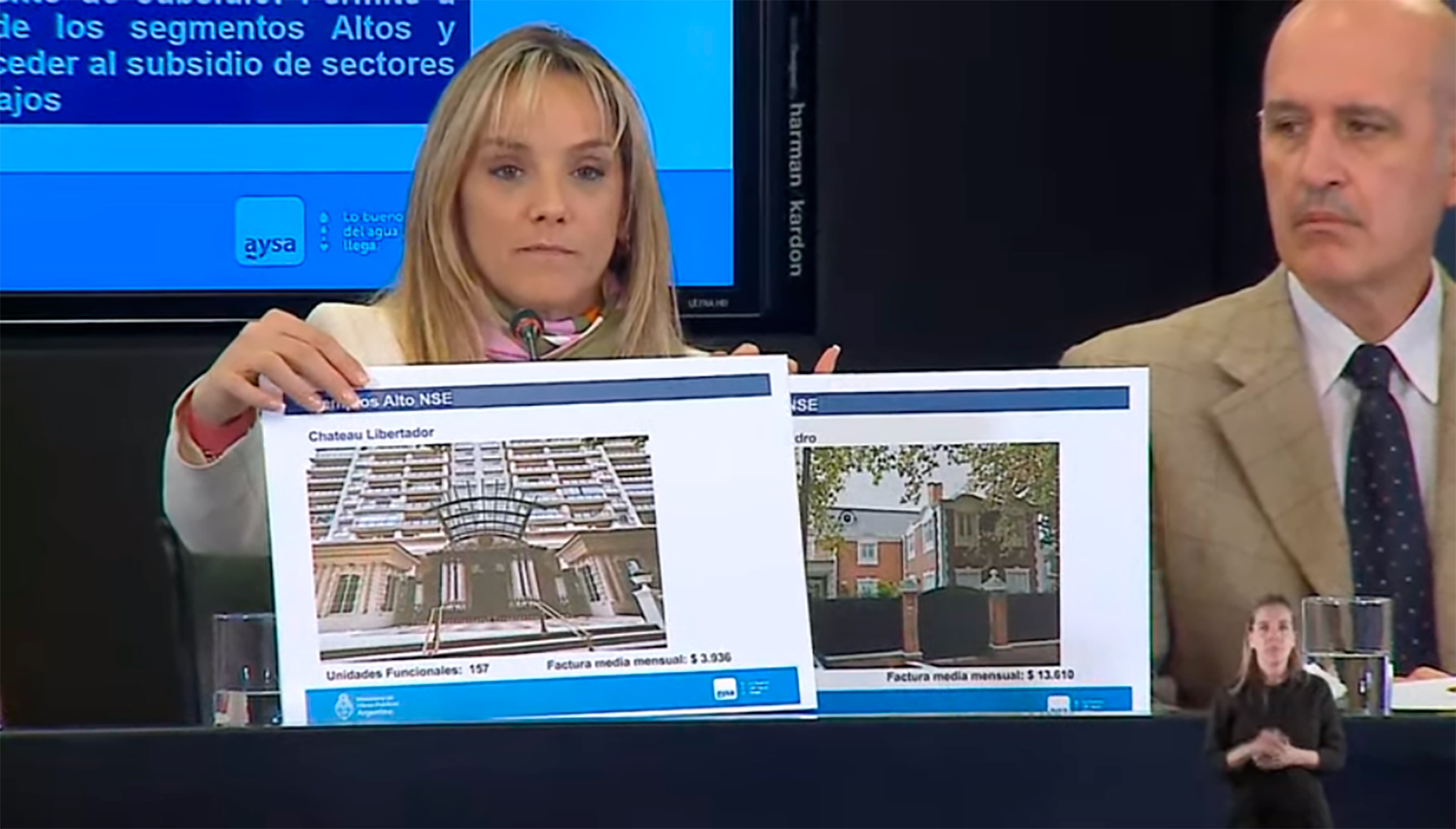 Galmarini showed how much two premium buildings in Buenos Aires pay for water