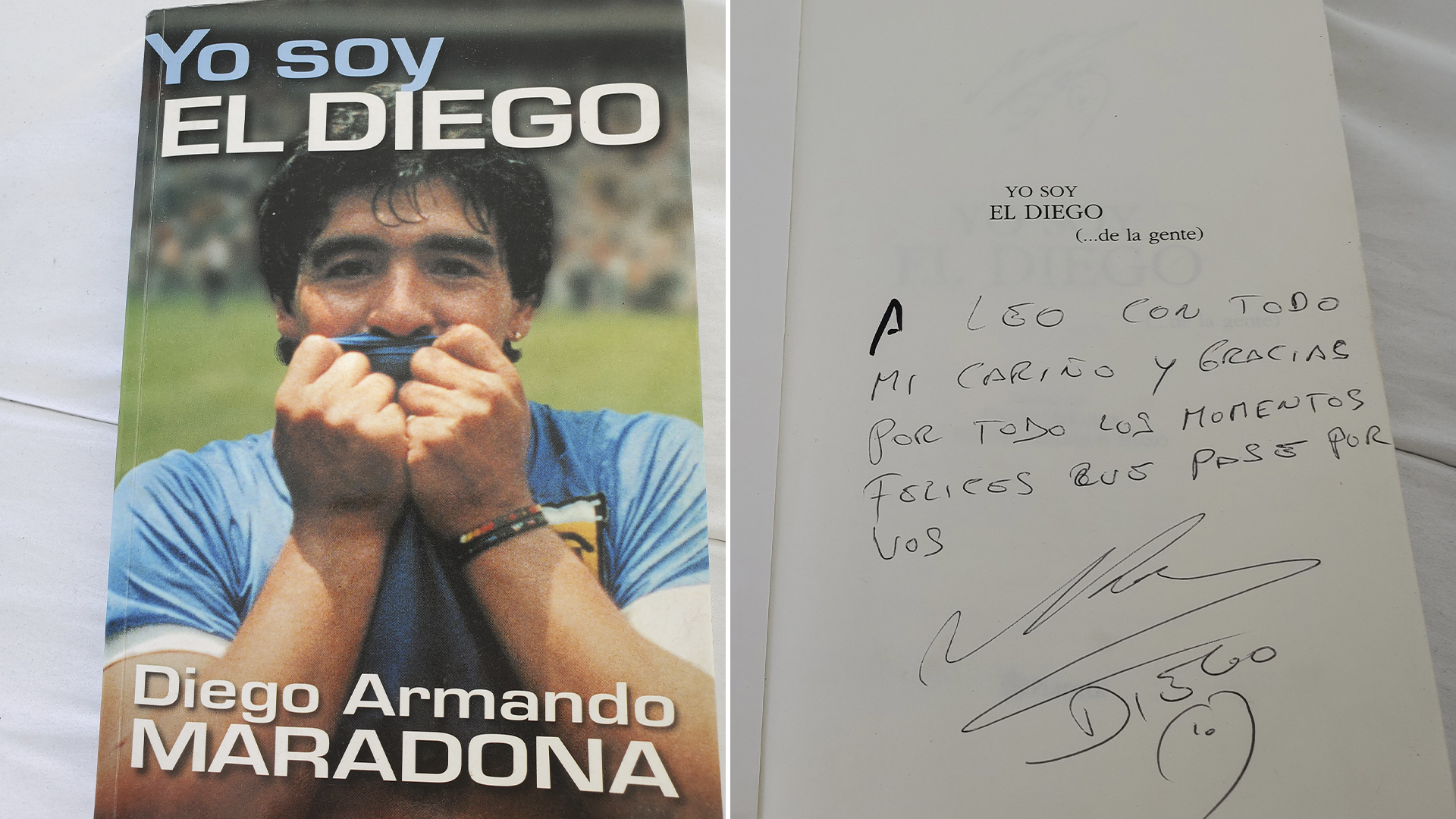 La dedicatoria que Maradona le hizo a Leo en su libro
