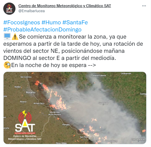 El humo podría volver a Buenos Aires y Rosario por los incendios ...