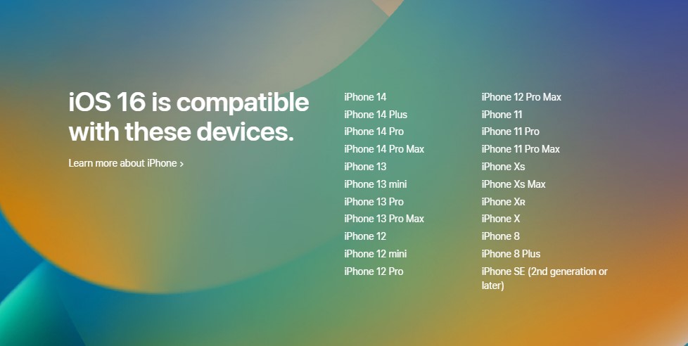 Según Apple, iOS 16 es compatible hasta con el iPhone 8, que fue lanzado al mercado hace seis años, en 2016. (Captura)