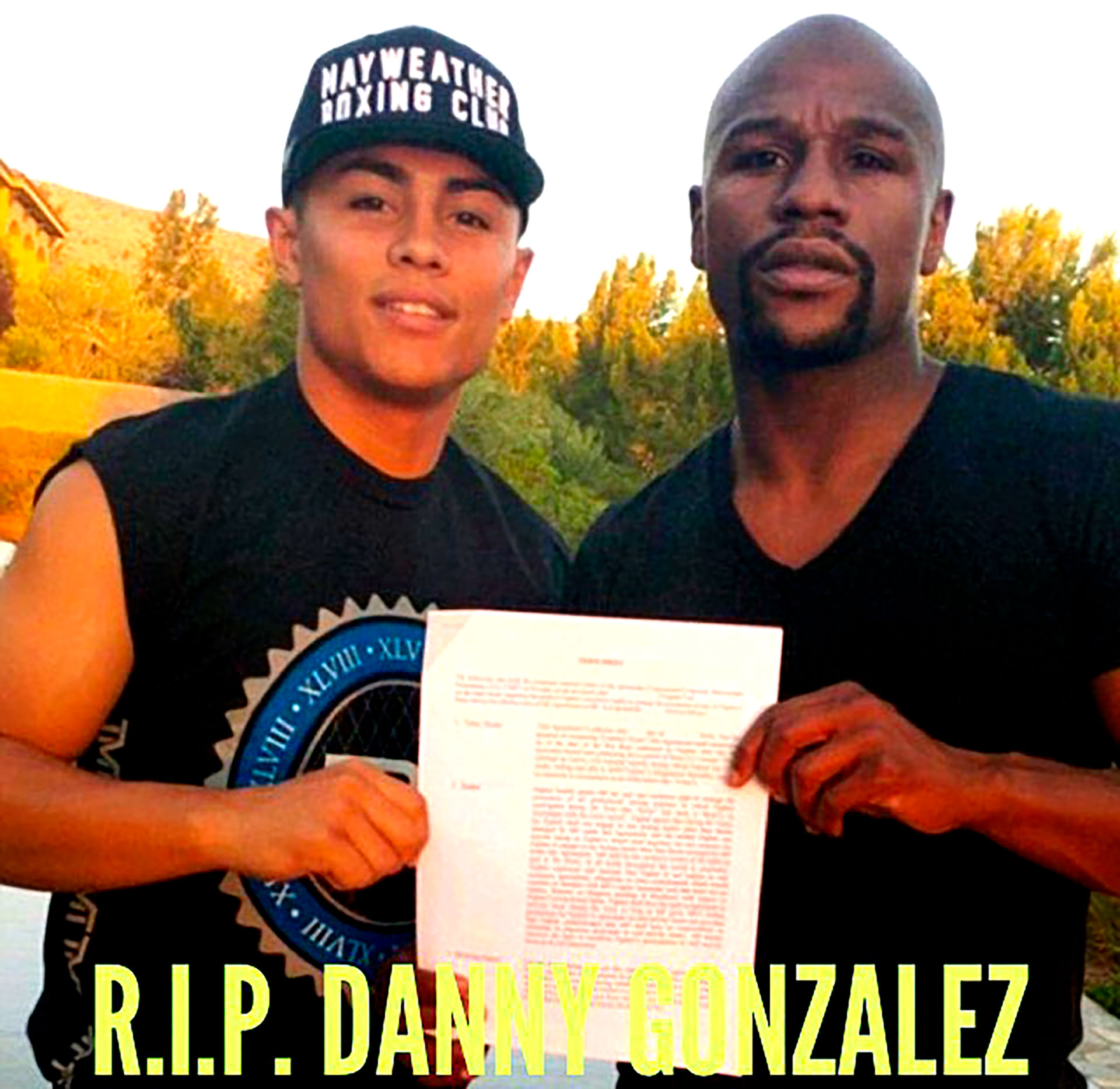 La imagen que usó Floyd Mayweather en redes sociales para despedir a Danny Gonzalez (@floydmayweather)