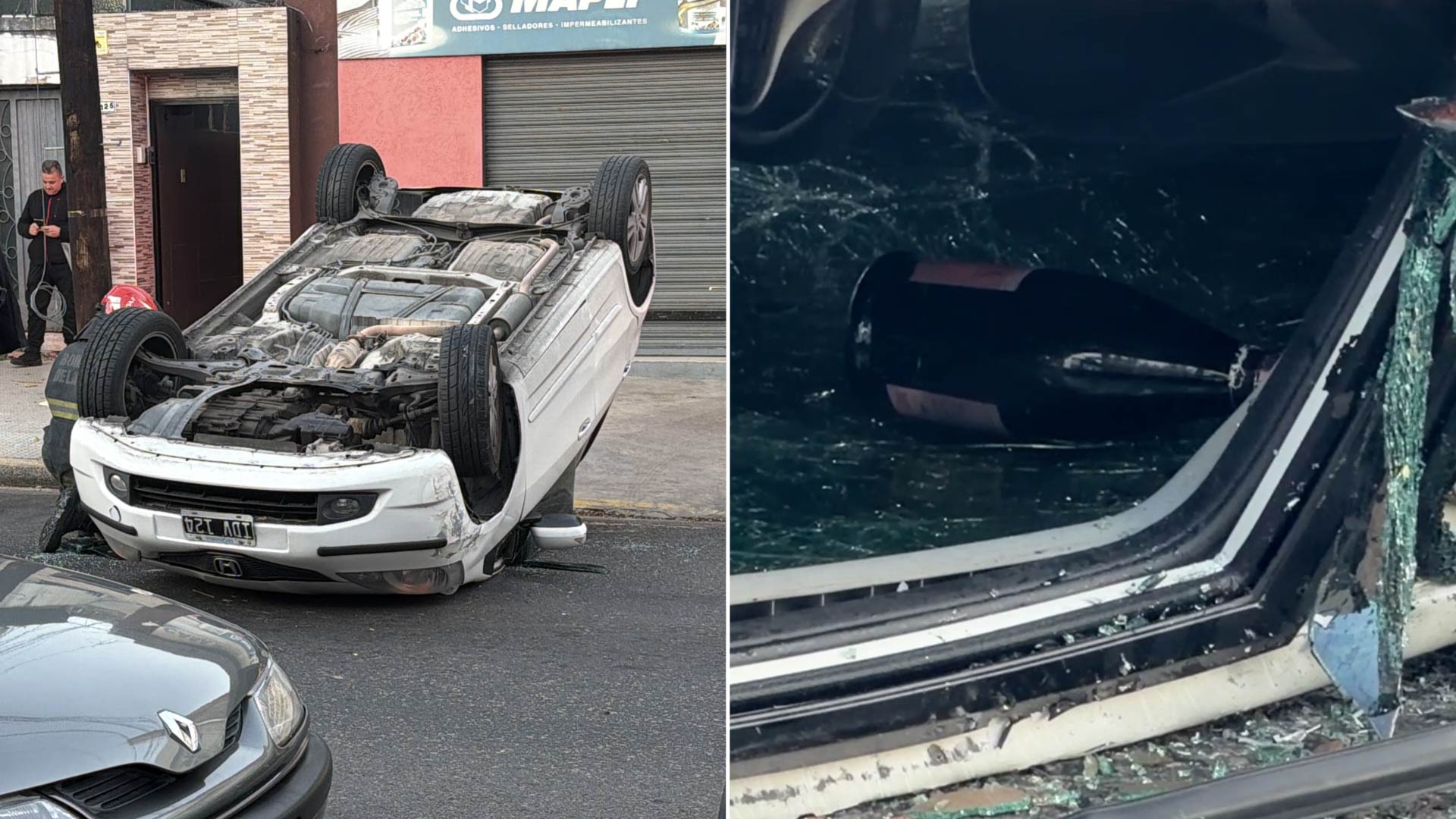 Choque y vuelco en Villa Lugano: encontraron una botella de champagne y bebidas energizantes en el auto accidentado