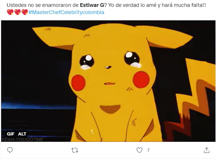Usuarios lamentan con memes la salida de Estiwar G de MasterChef Celebrity Colombia. Foto: Twitter