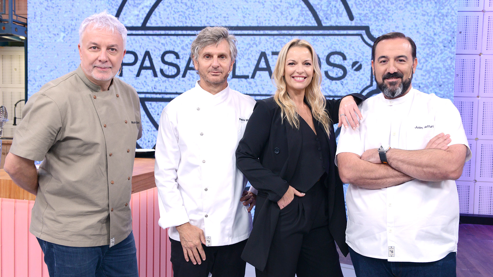 Carina Zampini con los expertos en cocina: Roberto Ottini, Pablo Massey y Juan Gaffuri 
