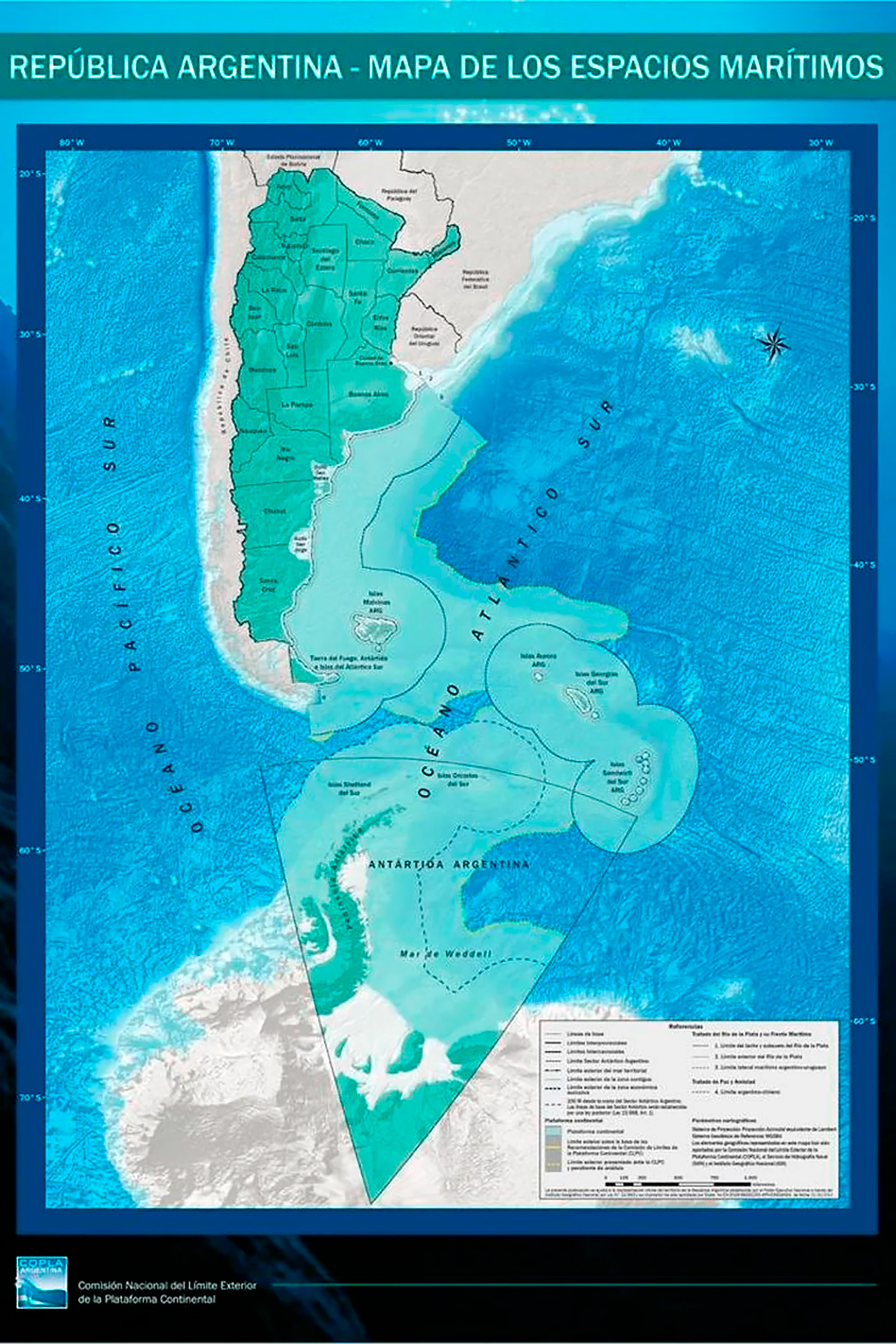 El nuevo mapa de la República Argentina presentado por Cancillería y sobre el cual se proyectan las tareas específicas de defensa nacional