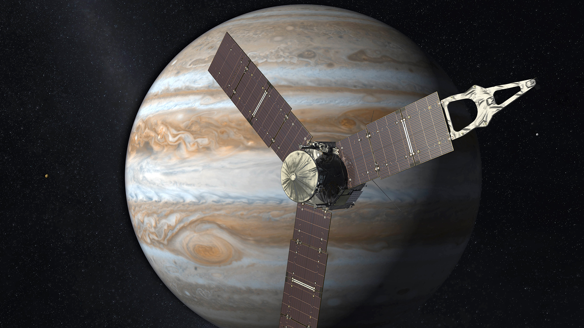 Juno registró la foto del rayo verde en diciembre de 2020 y recién ahora fue procesada y mostrada (AP)