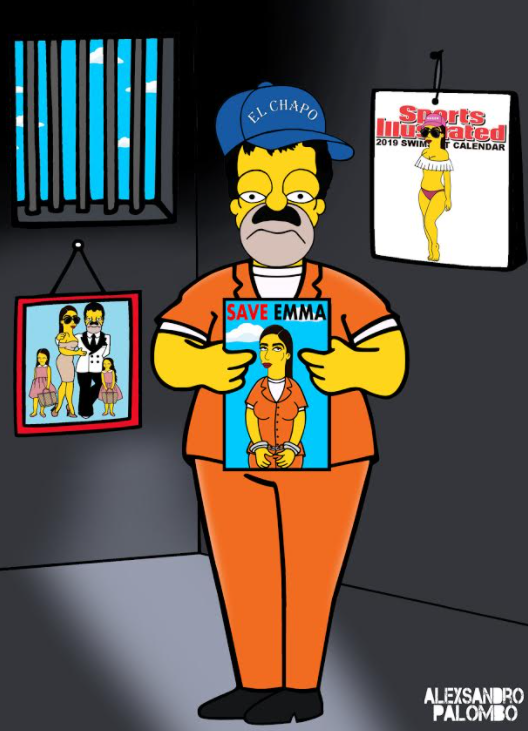 Emma Coronel Tras Las Rejas Irónico Retrato Al Estilo Los Simpson De La Esposa Del Chapo Guzmán