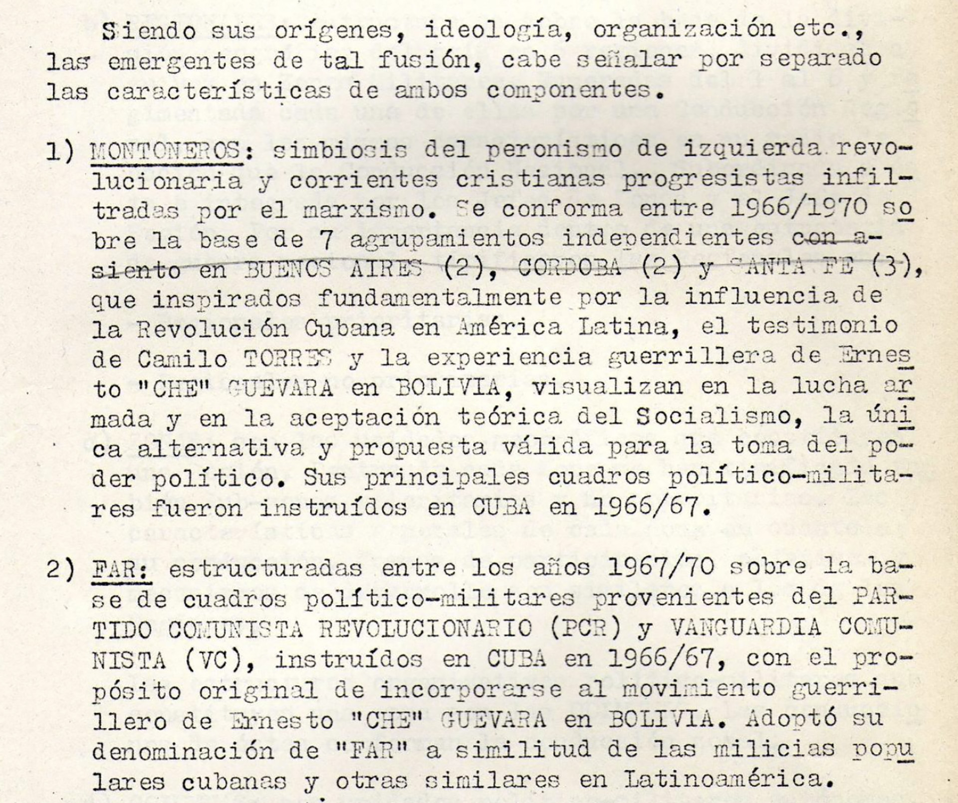 Informe de la Central de Inteligencia para el presidente Juan Perón