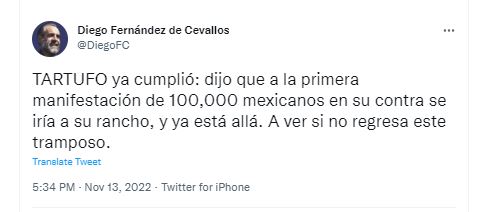 Fernández de Cevallos evocó cuando AMLO prometió que dejaría la presidencia ante la primera marcha que juntar a 100 mil personas en su contra.(Captura: Twitter)