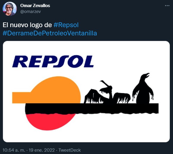 Reacciones de los usuarios frente al derrame de petróleo por parte de Repsol. (Foto:Captura Twitter)
