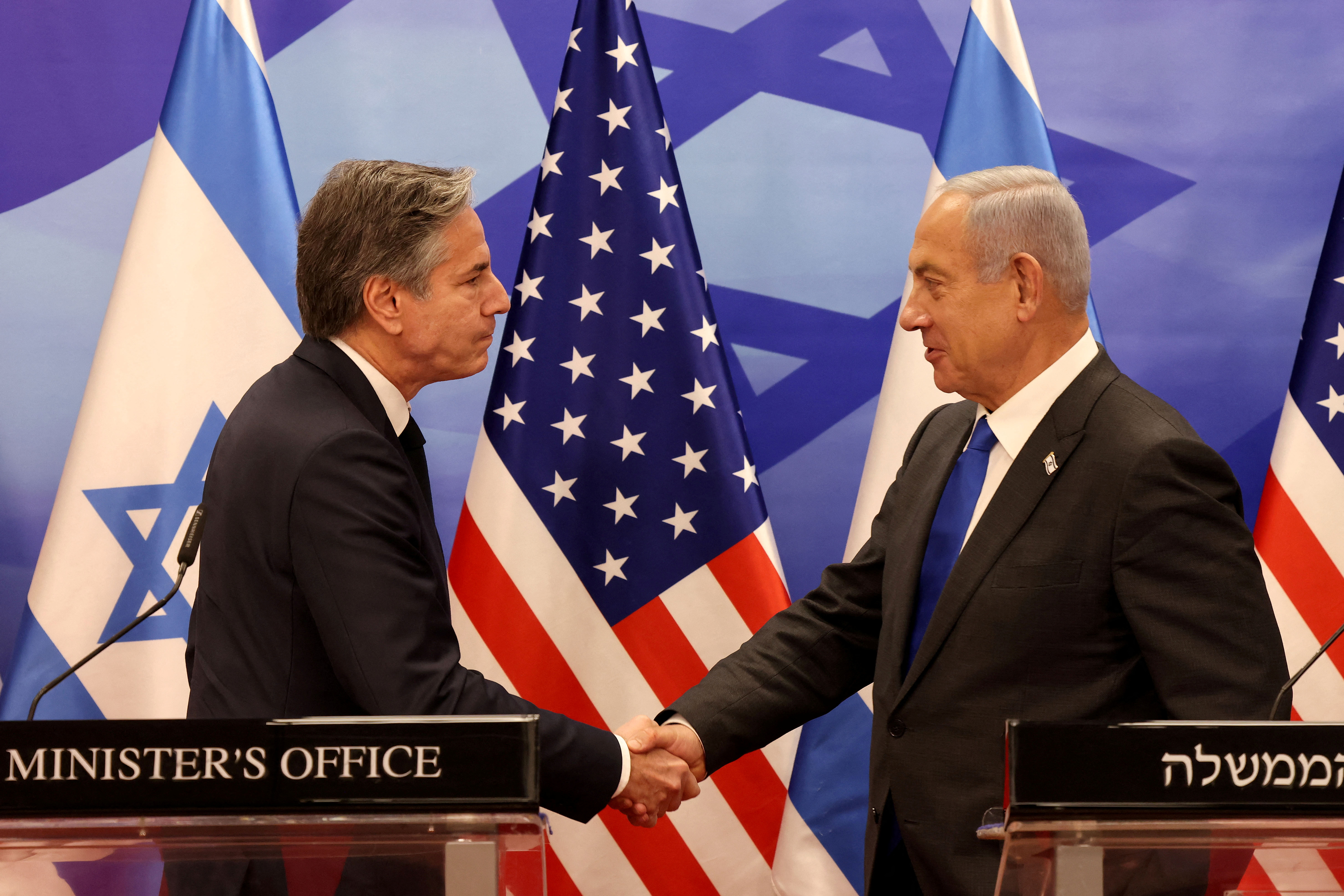 Antony Blinken and Benjamin Netanyahu (via Reuters)