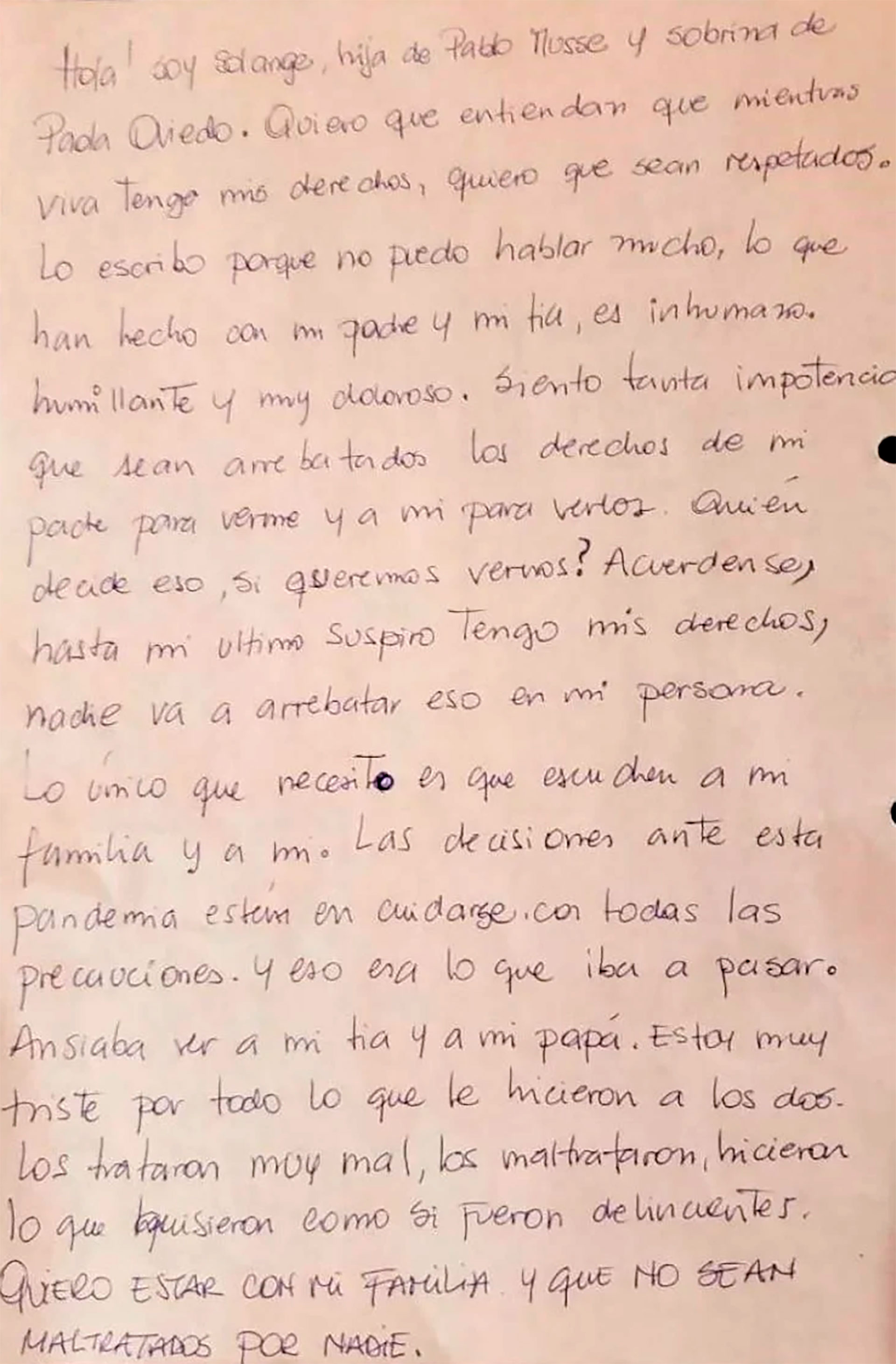 La muerte de Solange: su padre no pudo darle el último adiós y ella  escribió una conmovedora carta antes de partir - Infobae