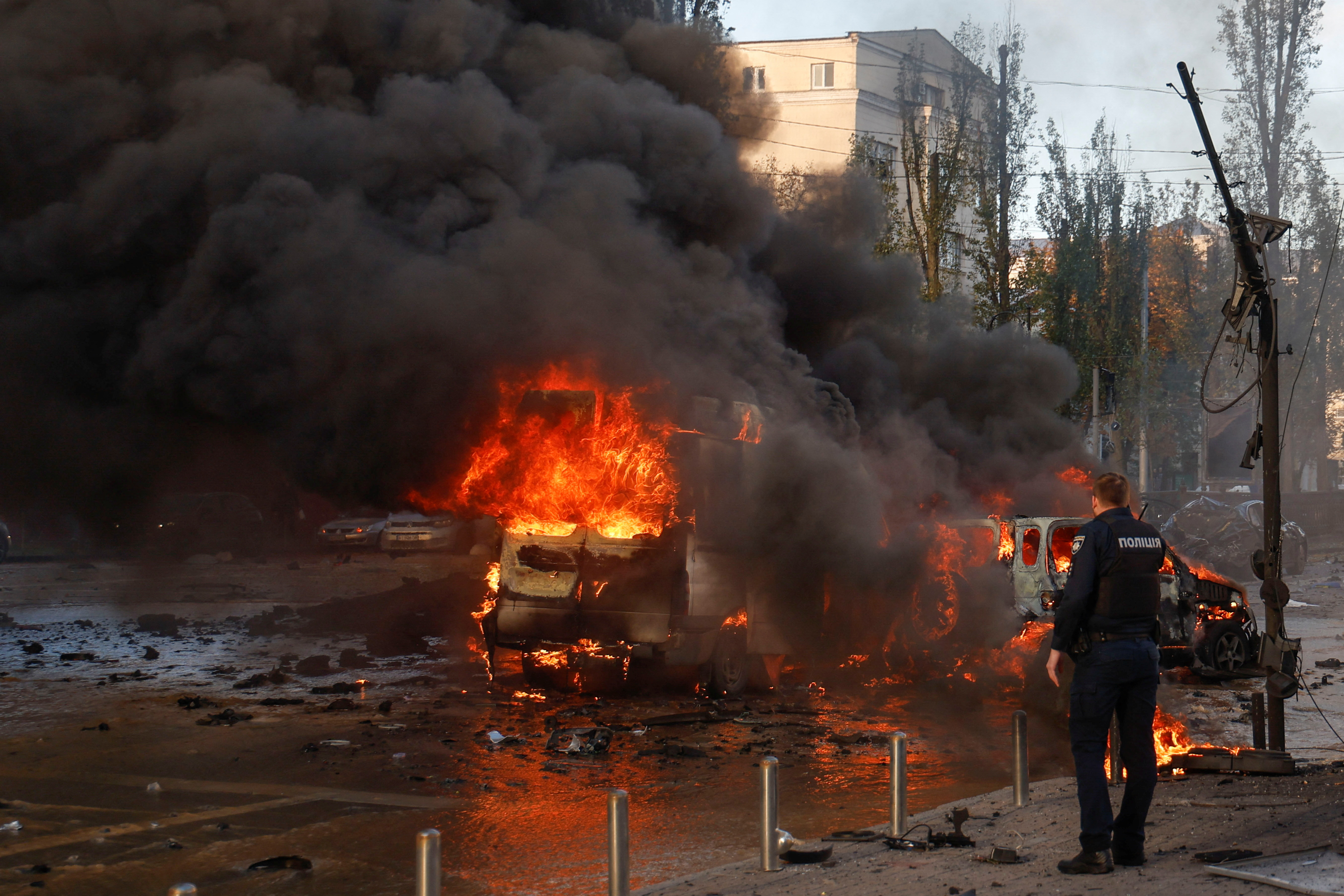 Las primeras explosiones en Kiev se sintieron en torno a las 08H15 (05H15 GMT) cerca del centro de la ciudad REUTERS/Valentyn Ogirenko