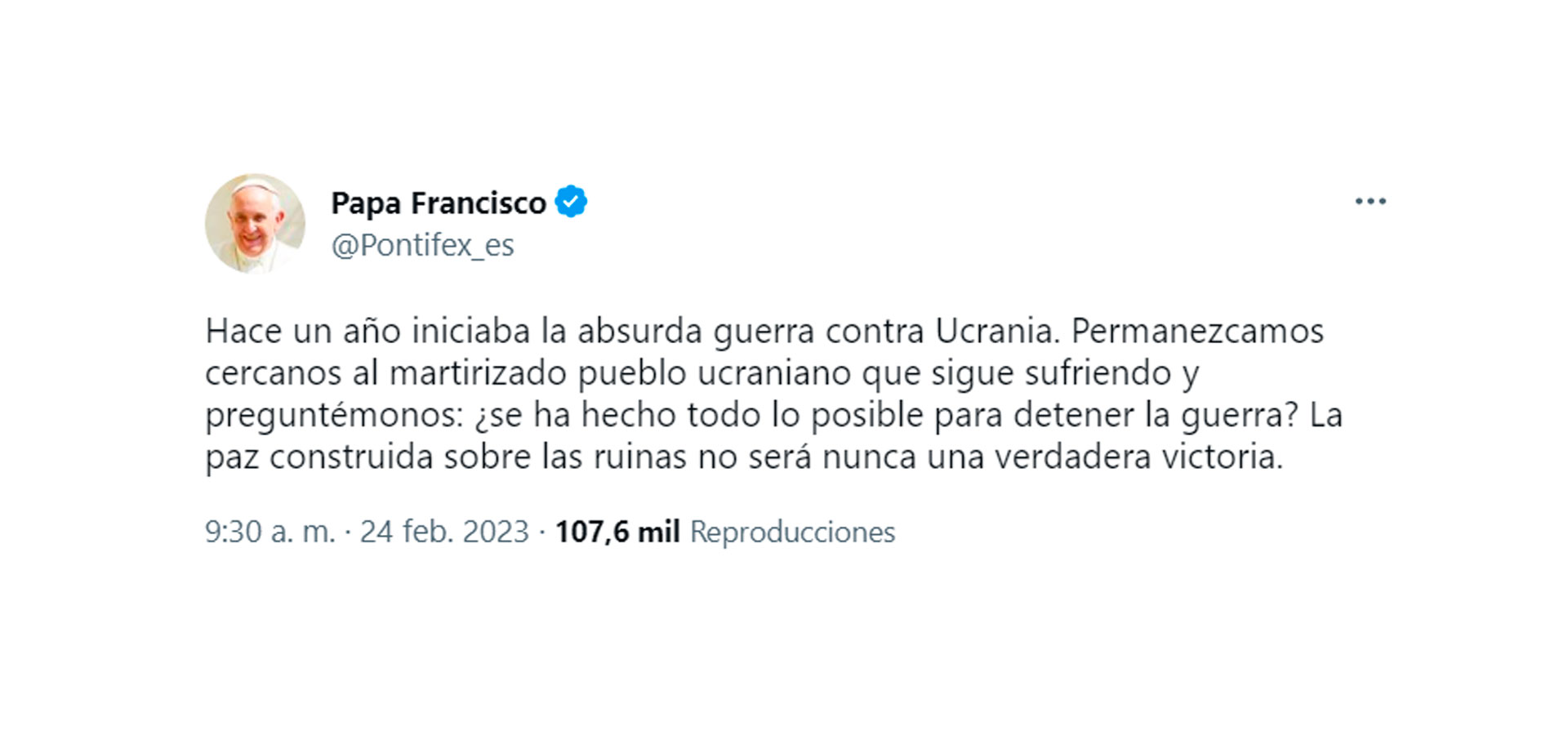 El tuit del papa Francisco
