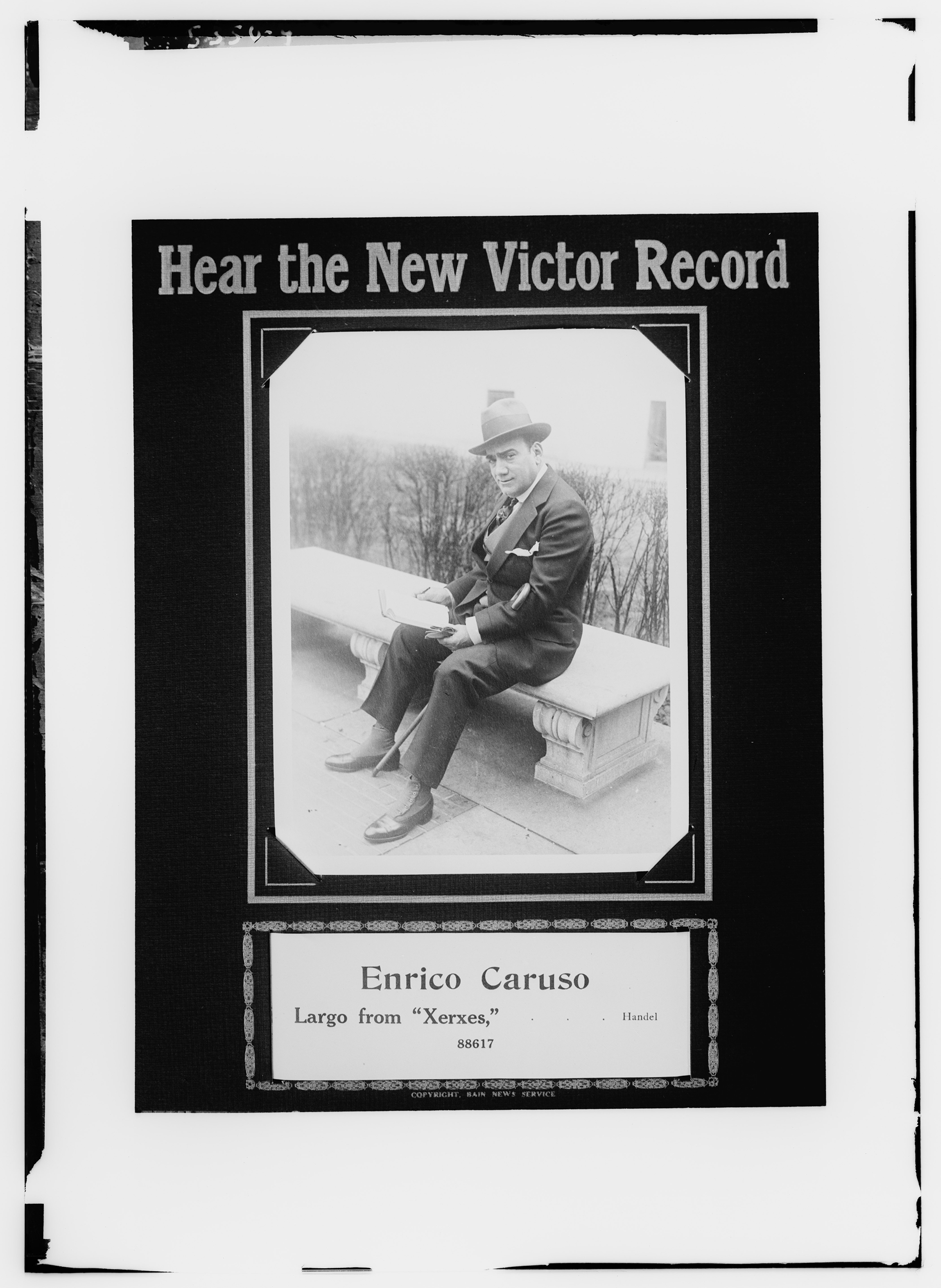 Anuncio de Victor Records: Enrico Caruso canta el aria ‘Largo’ de la ópera "Jerjes" de Händel (Foto; Library of Congress / Wikimedia Commons)