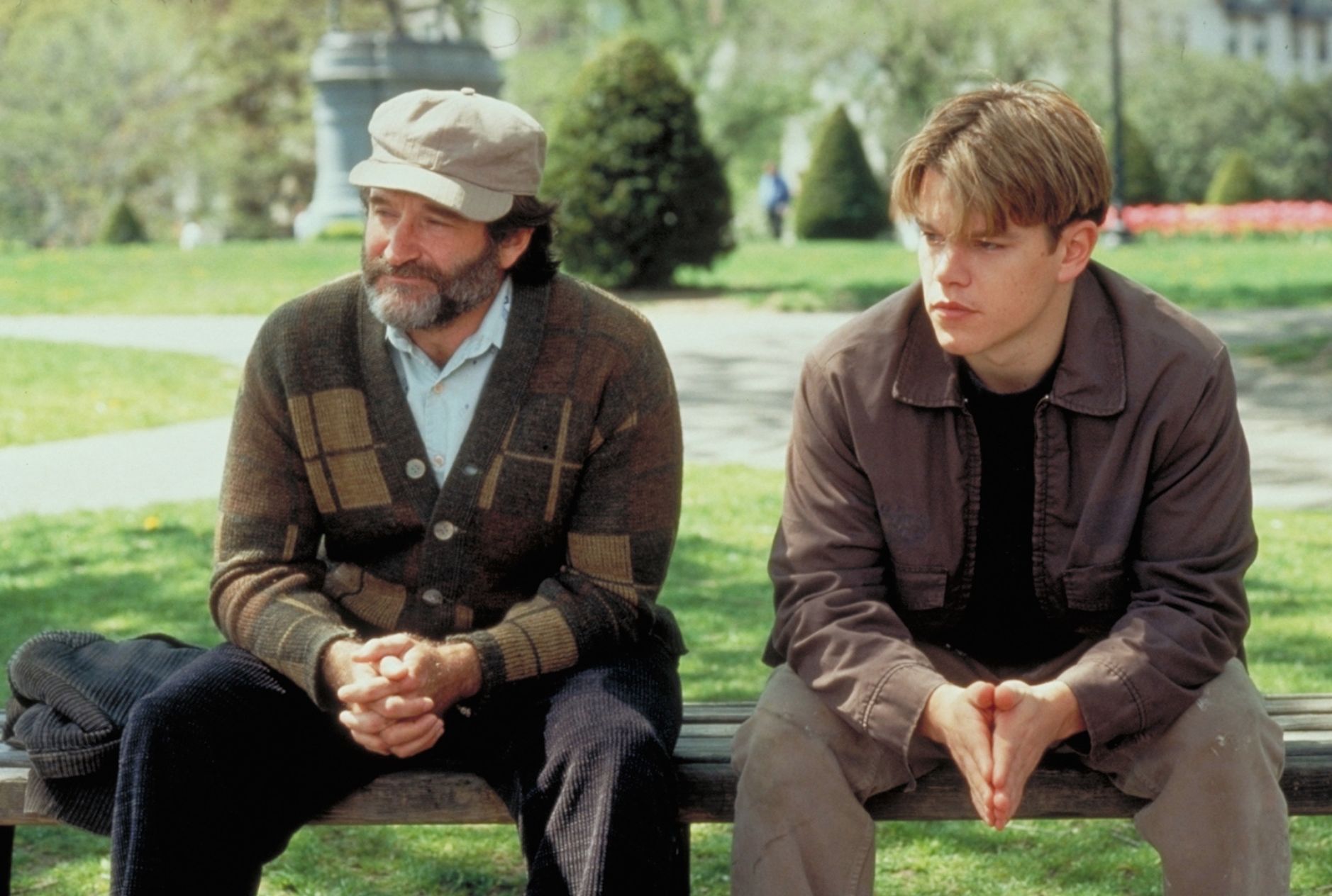 Robin Williams y Matt Damon en Good Will Hunting
