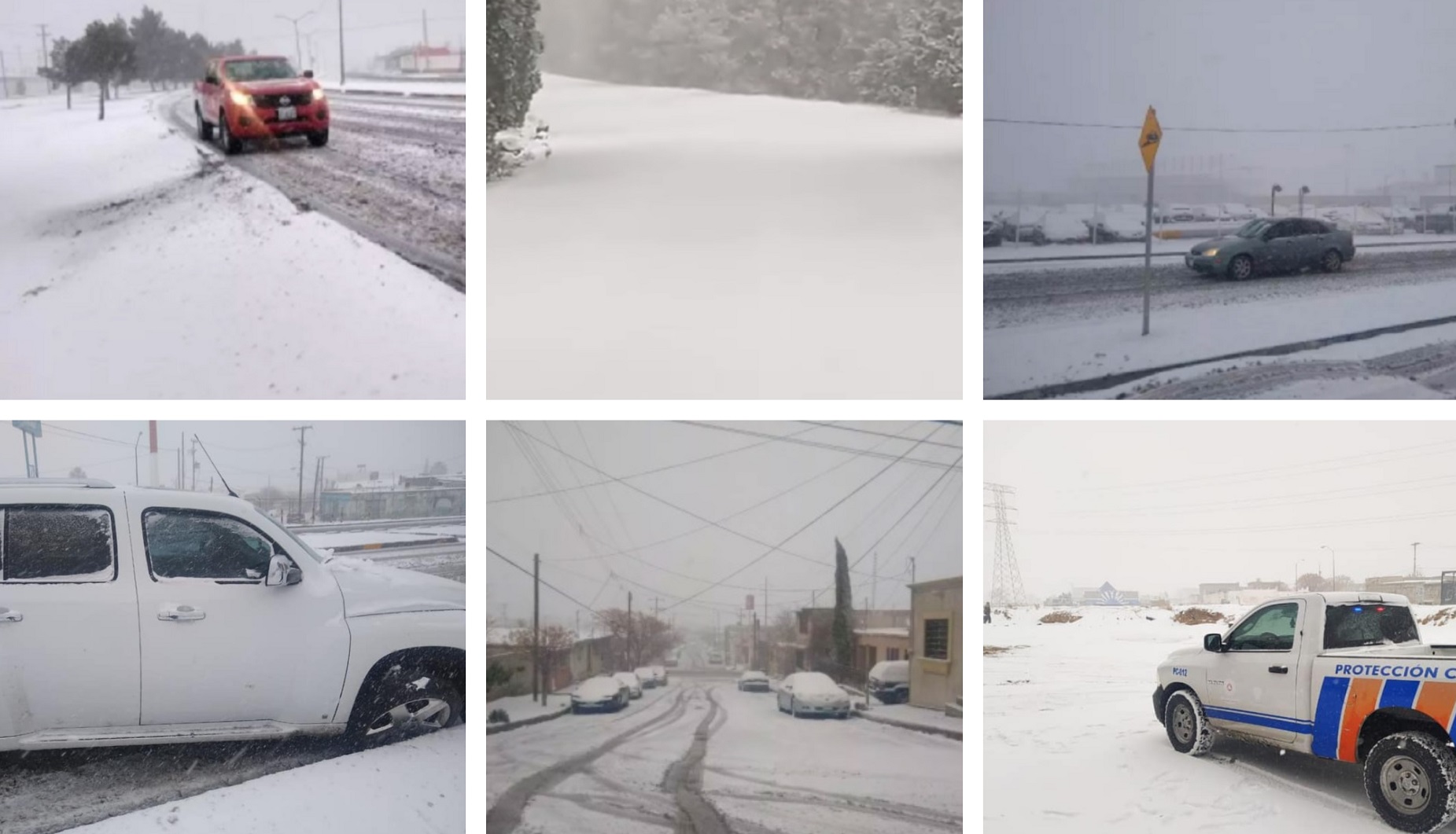 Imágenes de la nevada en Ciudad Juárez, el 14 de febrero (Foto: Facebook Coordinacion Estatal de Protección Civil de Chihuahua @PCreportedeldia)