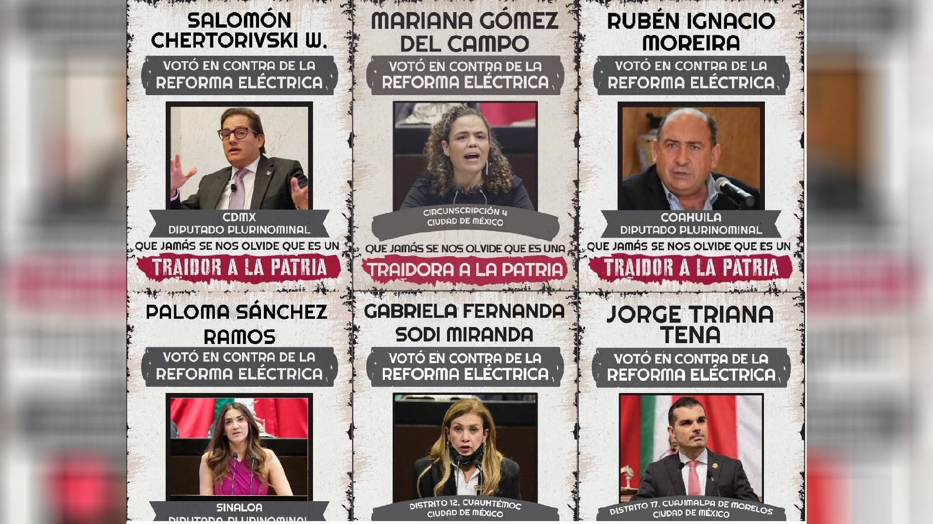 Los diputados del PRI, PAN, PRD y MC aludidos a traidores (Foto: Morena)