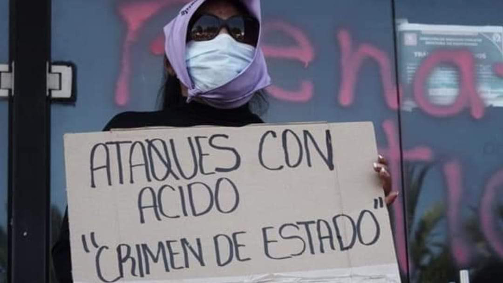 Carmen Sánchez durante protesta por violencia de género.Foto: cortesia Fundación Carmen Sánchez MX