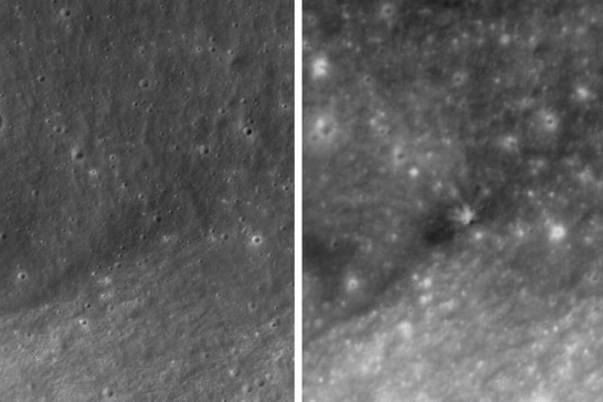 As&iacute; cambi&oacute; la Luna tras el impacto del cohete: un sat&eacute;lite capt&oacute; el antes y despu&eacute;s
