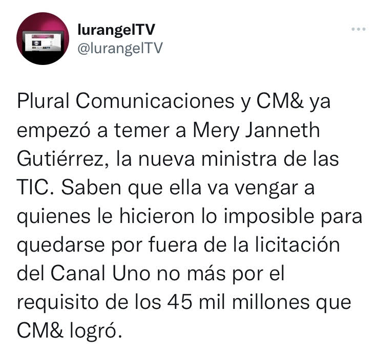 Tuit de @LurangelTV.