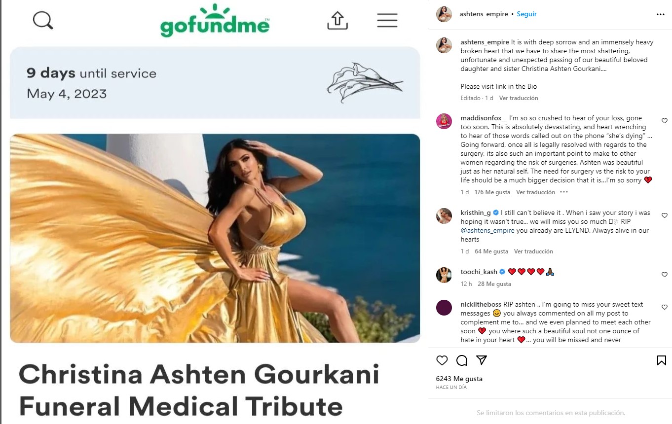 La familia de Ashten Gourkani recaudó fondos para sus servicios funerariosFoto: Instagram/@ashtens_empire