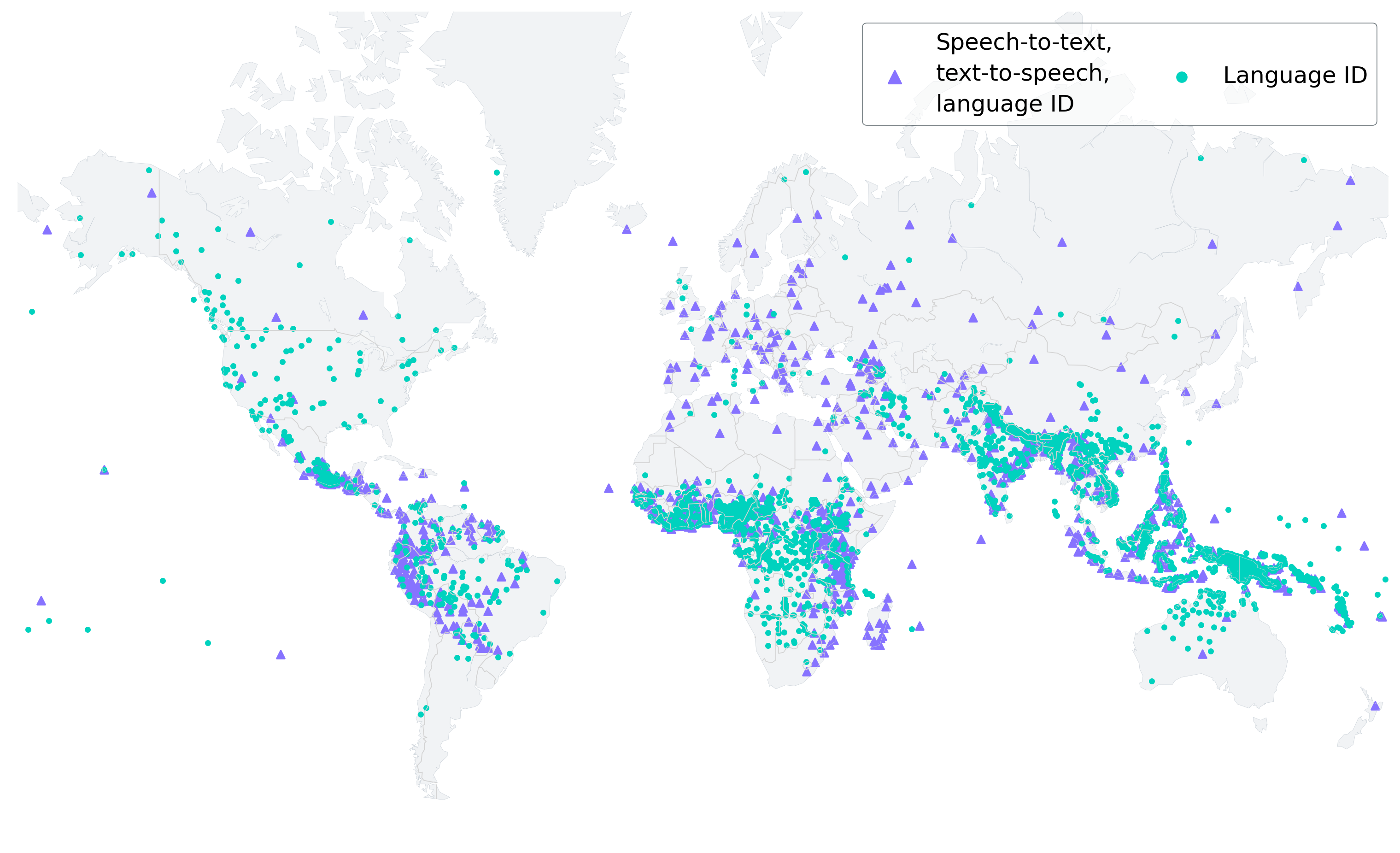 Mapa de los 4.000 idiomas que es capaz de hablar la inteligencia artificial de Meta. (Meta)