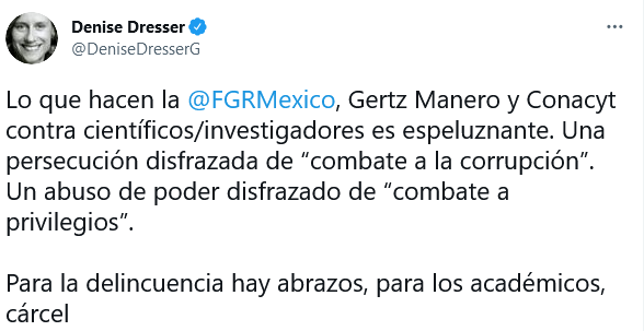 Denise Dresser condena a la FGR y Gertz Manero por persecución de académicos (Foto: Twitter @DeniseDresserG)
