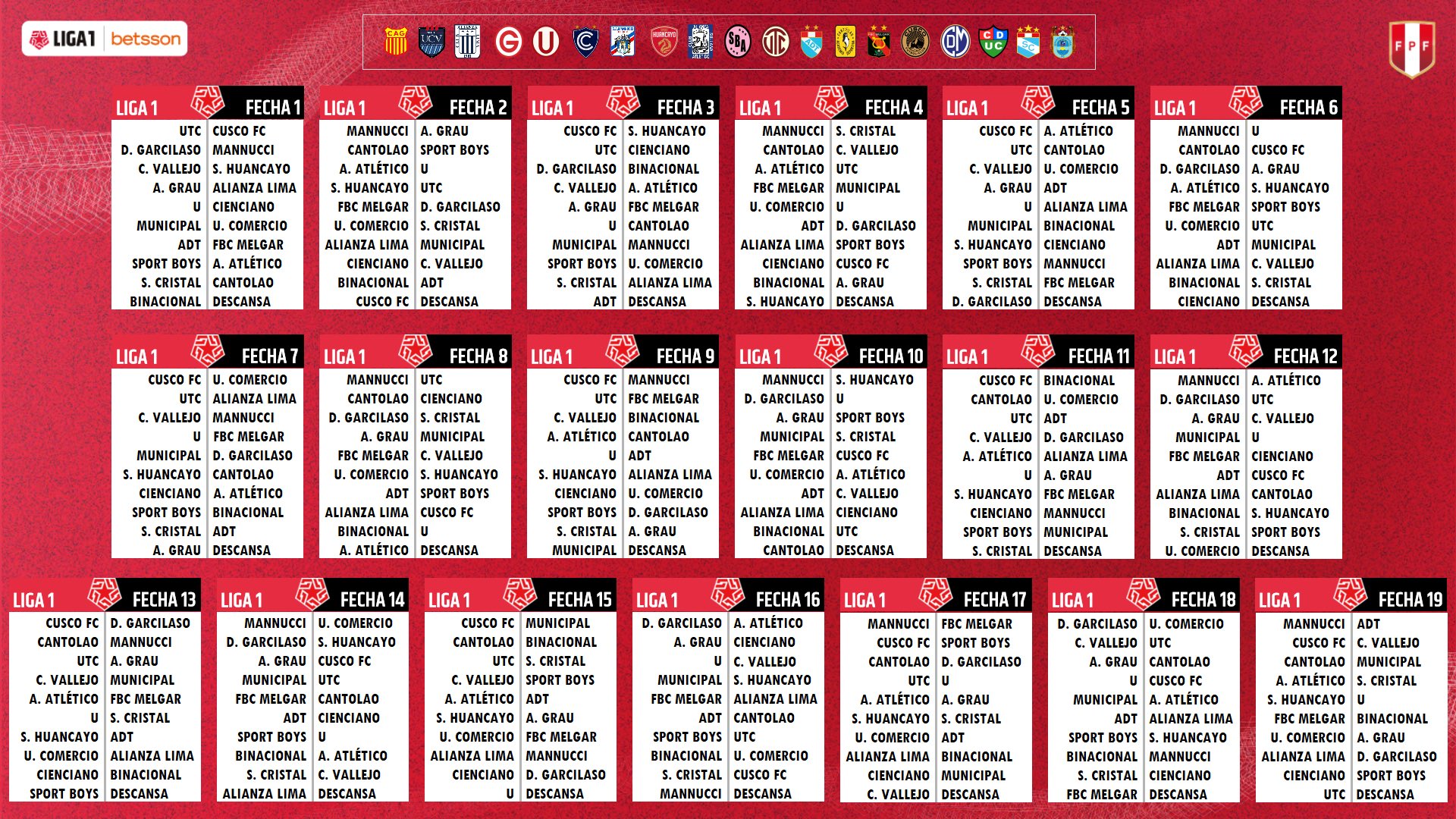 Liga 1 2023 : Fixture del campeonato peruano (FPF)