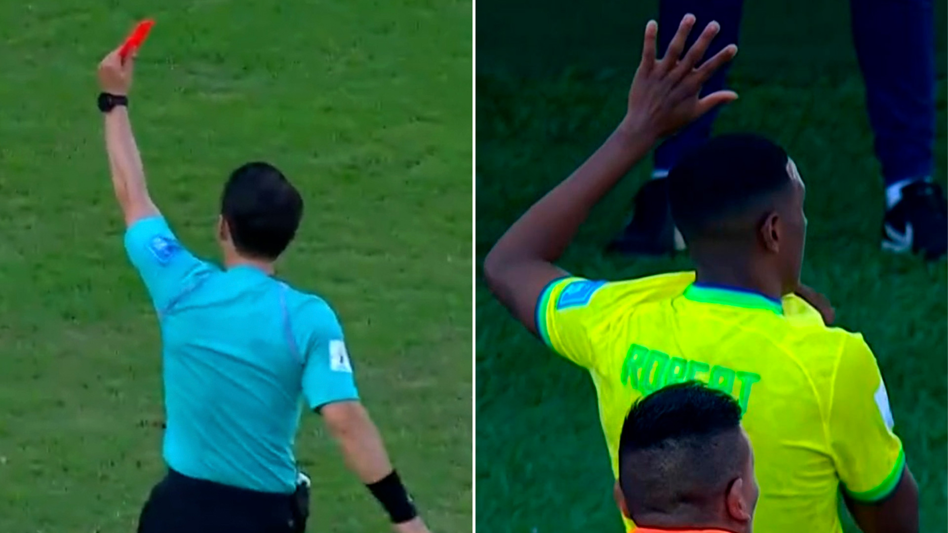 Los provocadores gestos de un brasileño contra los hinchas argentinos tras ser expulsado en el Mundial sub 20 
