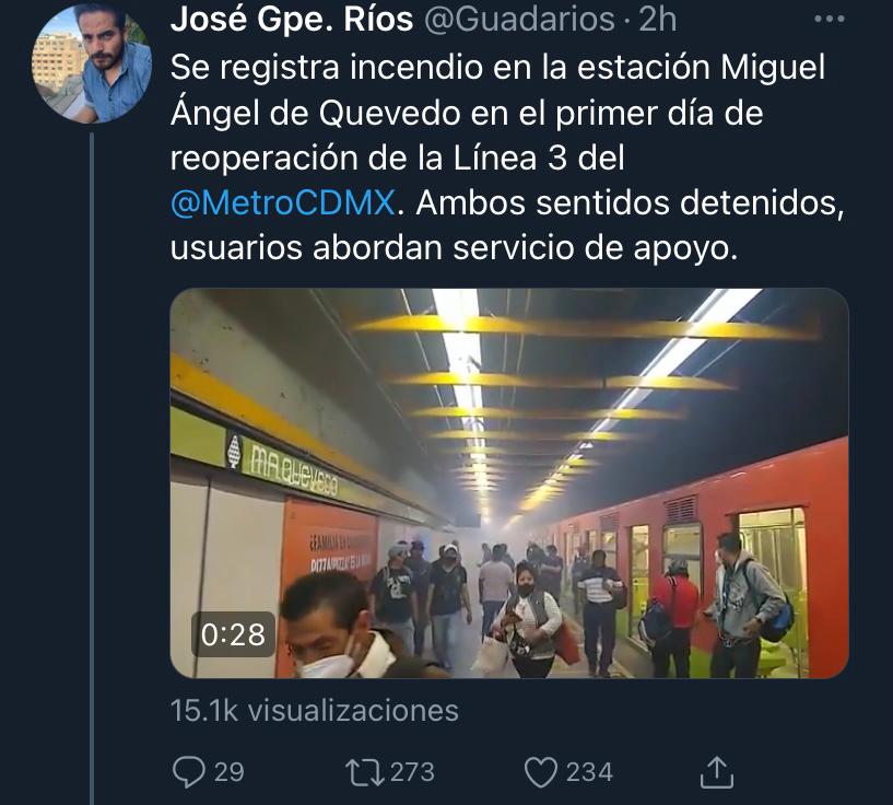 Usuarios reportaron un incendio en Miguel Ángel de Quevedo (Foto: Twitter) 