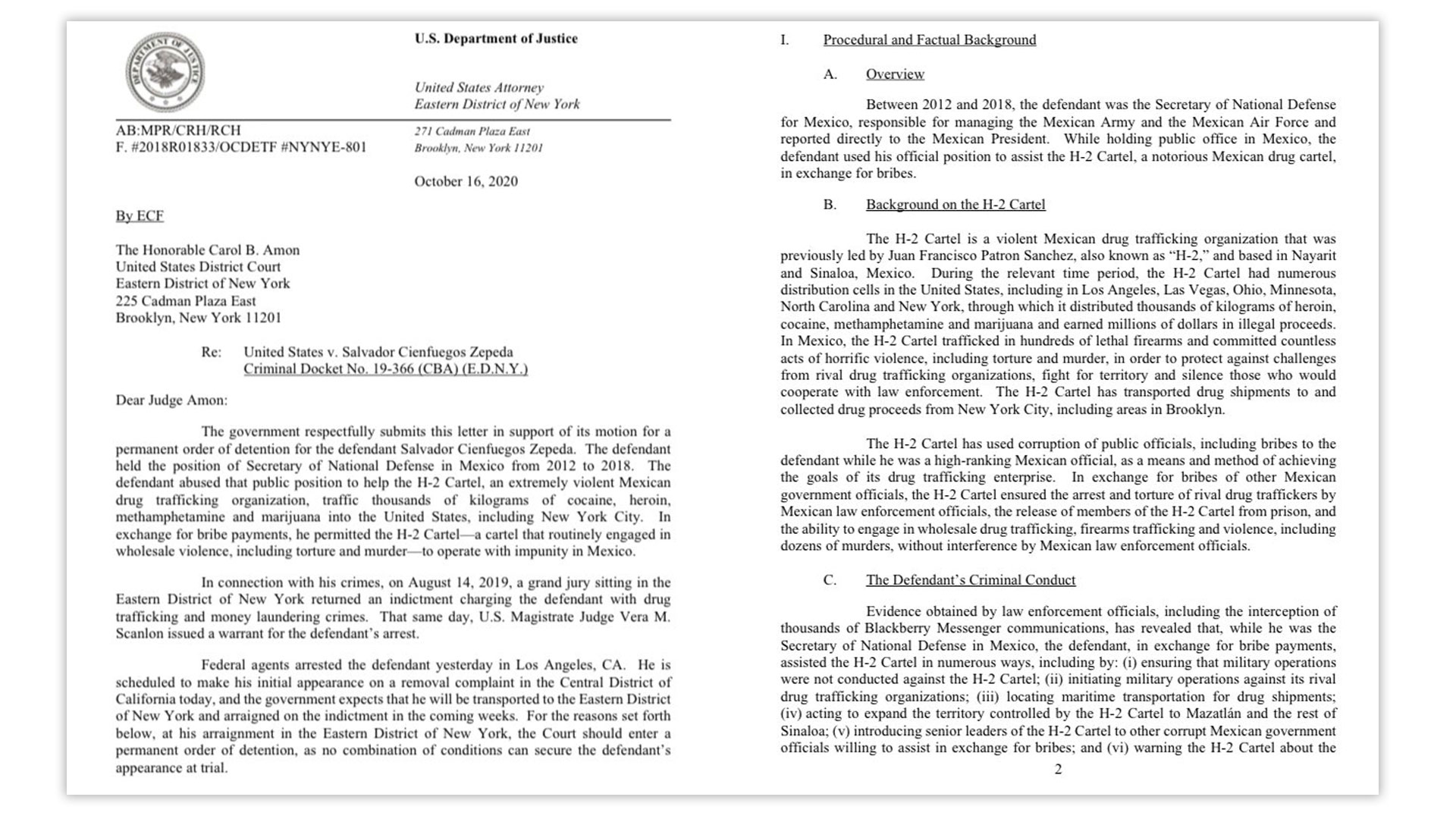 Una parte del expediente del Departamento de Justicia de Estados Unidos que advierte vínculos entre el Cártel de los Beltrán Leyva y Juan Francisco Patrón Sánchez (Foto: US Department of Justice)