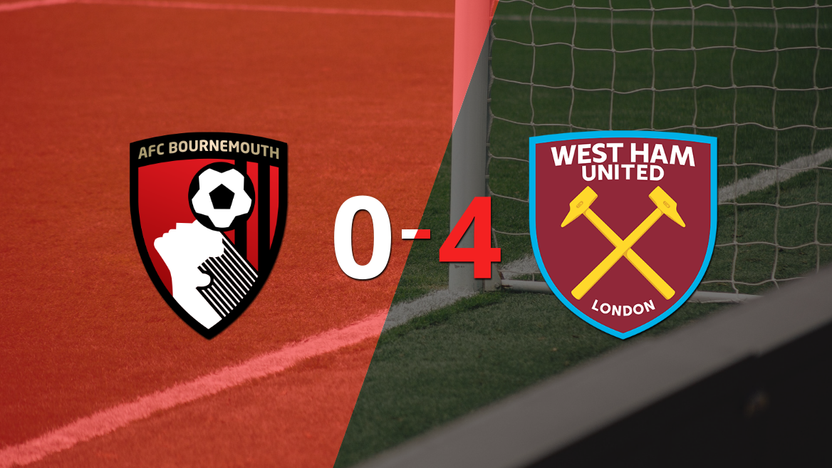 West Ham United ganó y goleó en su visita a Bournemouth