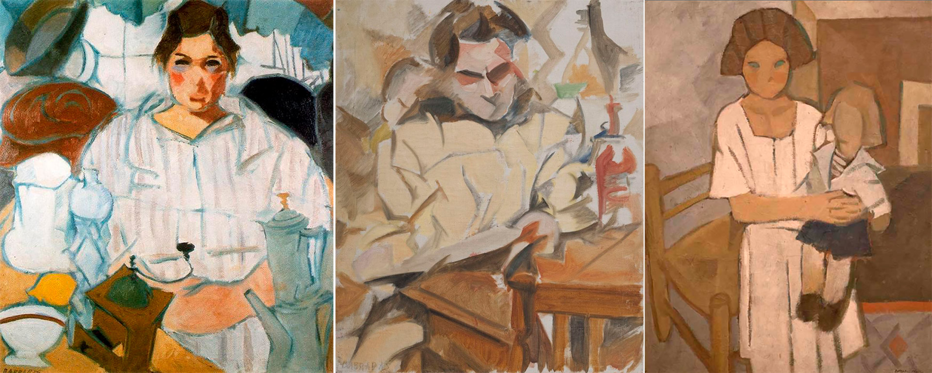"Retrato de Pilar" !918), "Retrato de Antonio de Ignacios" (1920) y "La niña de la muñeca" (1922), todos del acervo del MNAVM