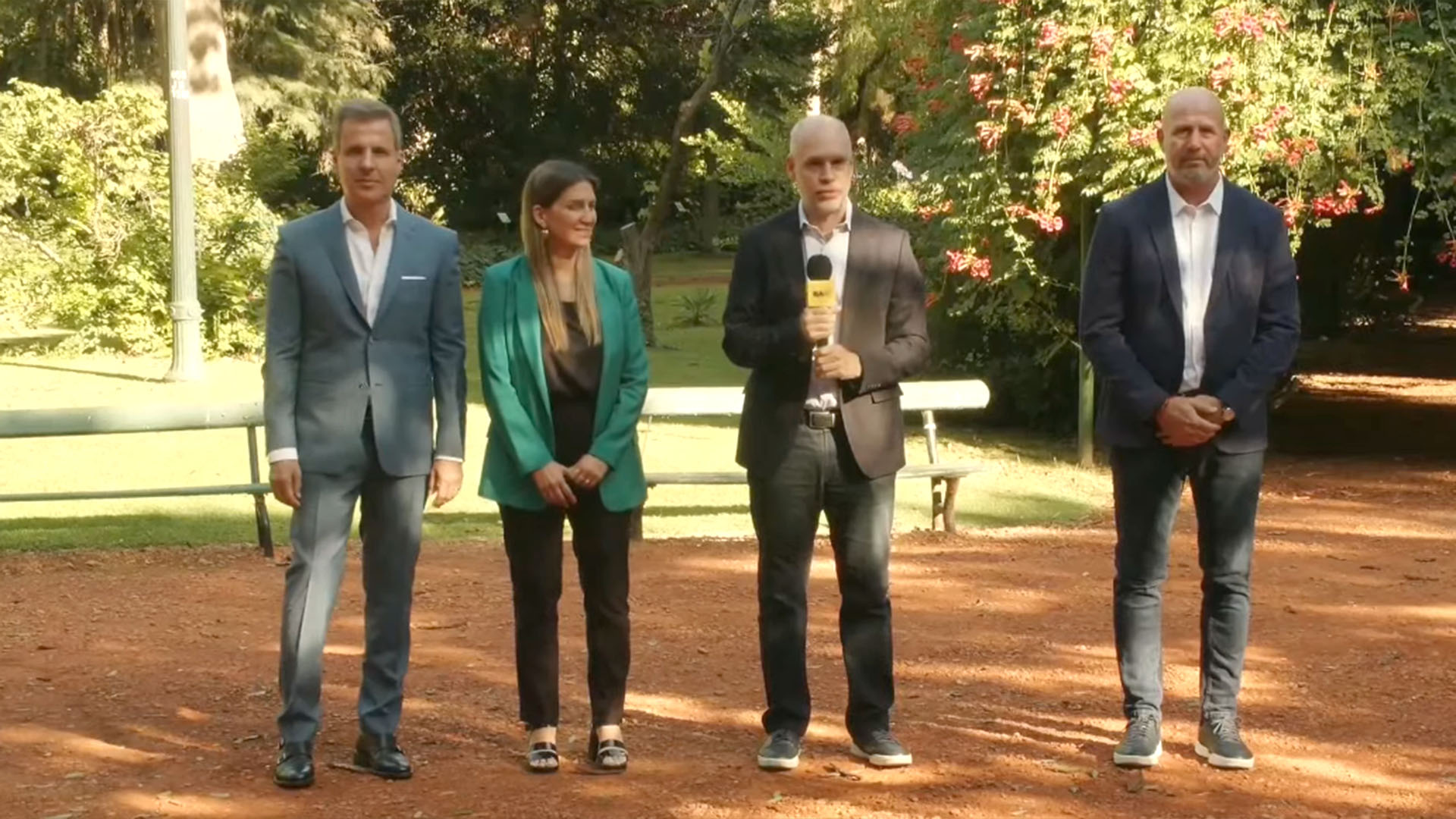 Horacio Rodríguez Larreta y sus nuevos funcionarios: Silvia Lospennato, Waldo Wolff y Martín Redrado