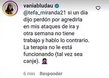 Vania Bludau comenta contra Mario Irivarren. (Foto: Instagram)