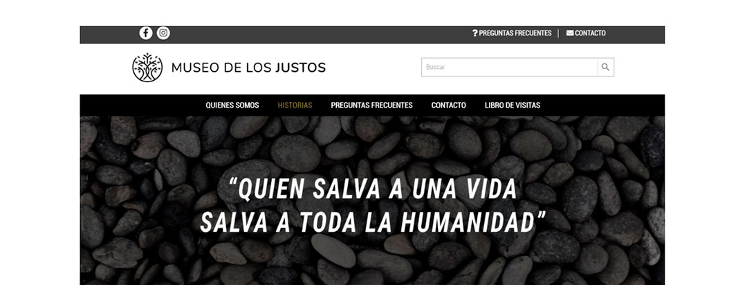 La home page del Museo de los Justos (https://www.museodelosjustos.com/)