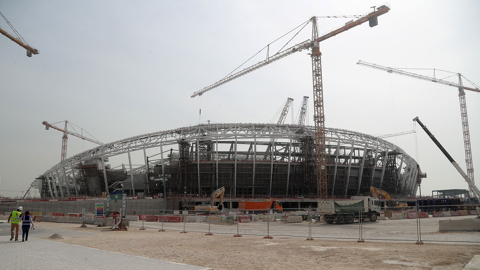 Construcción del Estadio Al Wakrah. Foto. AFP.