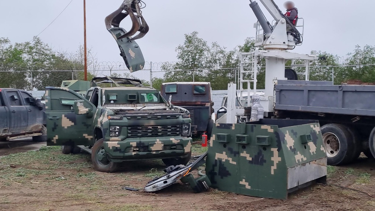 FGR destruyó 11 vehículos “monstruos” en Tamaulipas asegurados tras enfrentamientos 