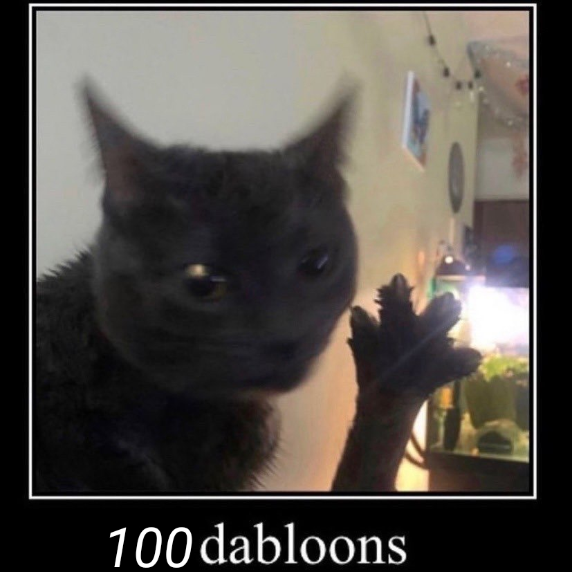 Originalmente, los dedos del gato indicaban la cantidad "dablones" (captura de pantalla)