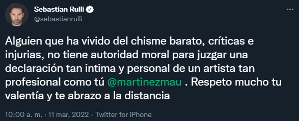 Sebastián Rulli defendió a Mauricio Martínez de los señalamientos de conductores de Ventaneando Foto: Twitter/@sebastianrulli
