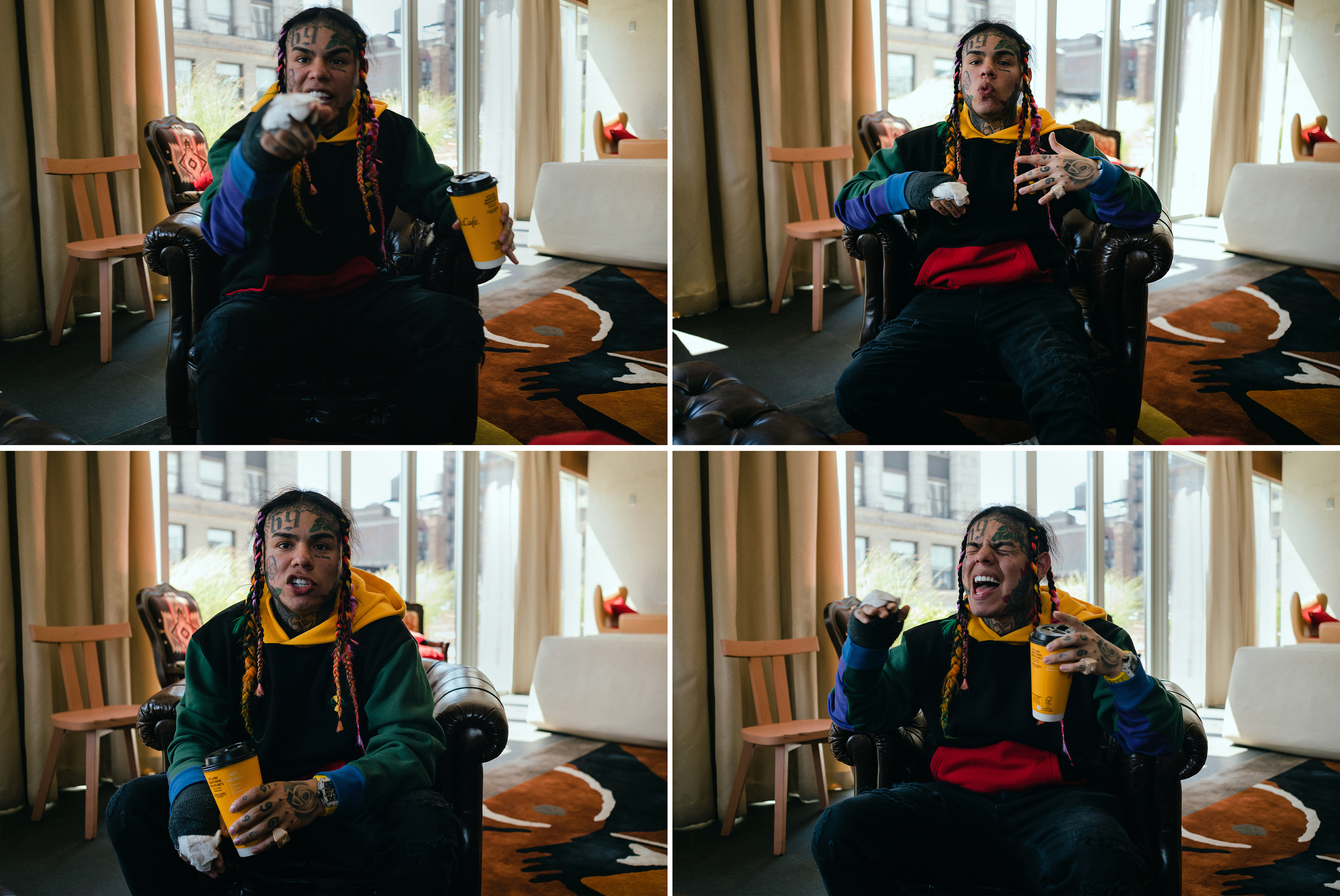 El rapero 6ix9ine, en Nueva York en su primera entrevista desde haber sido liberado de la prisión (Daniel Arnold/The New York Times)