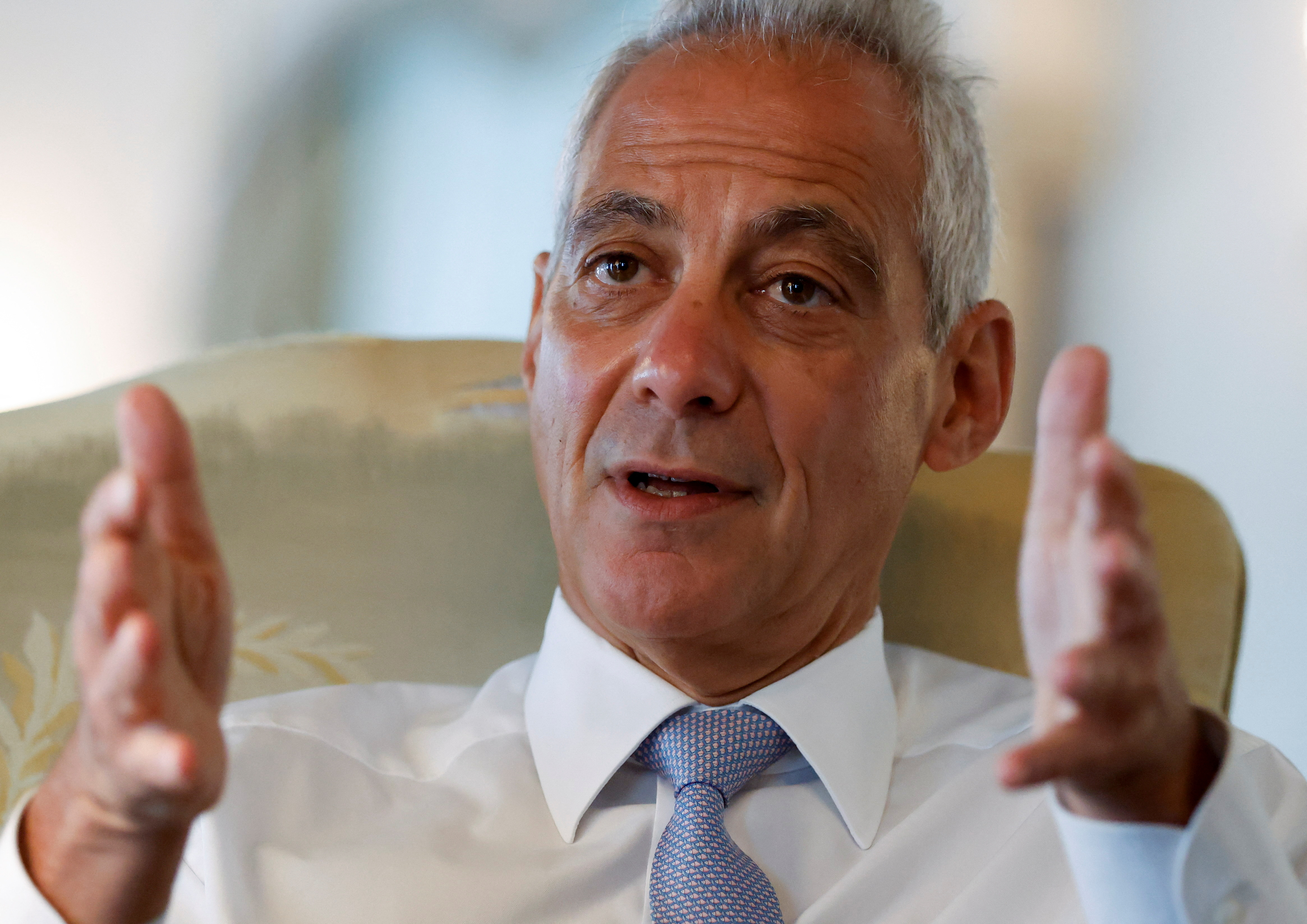 U.S. Ambassador to Japan Rahm Emanuel speaks during an interview with Reuters at the ambassador's residence in Tokyo, Japan August 1, 2022. REUTERS/Issei Kato